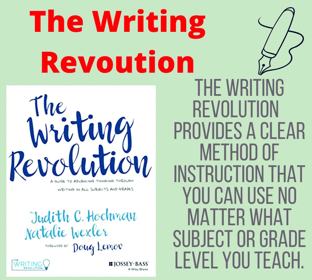 Today’s #PDMonday title is The Writing Revolution by @JudithCHochman and <a href="/natwexler/">Natalie Wexler</a>
 ✍🏼
TWR is as much a method of teaching content as it is a method of teaching writing where #teachers adapt these strategies to their current curriculum. 
#BookTwitter #teaching #writing