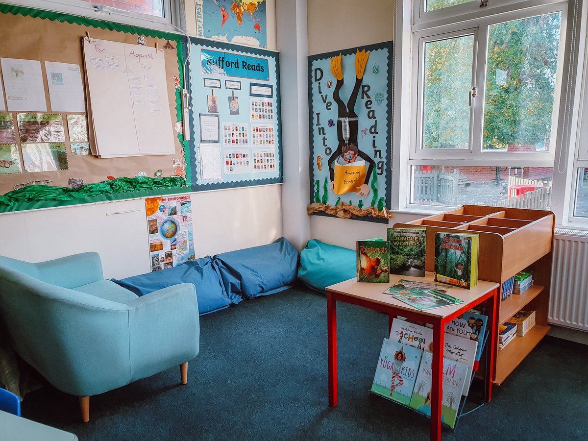 dohertyteach's tweet photo. Popped into school to prepare a few things for next term. Really happy with how my classroom looks and feels this year. The children love reading for pleasure in the reading corner and using the sofa... The best freebie off FB market place! 🌊💙📘 https://t.co/NKkS4qCZwF