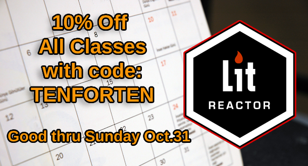 LitReactor's tweet photo. The LitReactor 10 Year Anniversary celebration is coming to a close, &amp; we wanted to go out w/ 1 last gift. 10% off all classes w/ coupon code TENFORTEN. Good thru Oct 31. We've got classes scheduled through Feb 2022, so take a look! #10YearsofLitReactor #coupons #writingcommunity https://t.co/hVYyiHipoZ