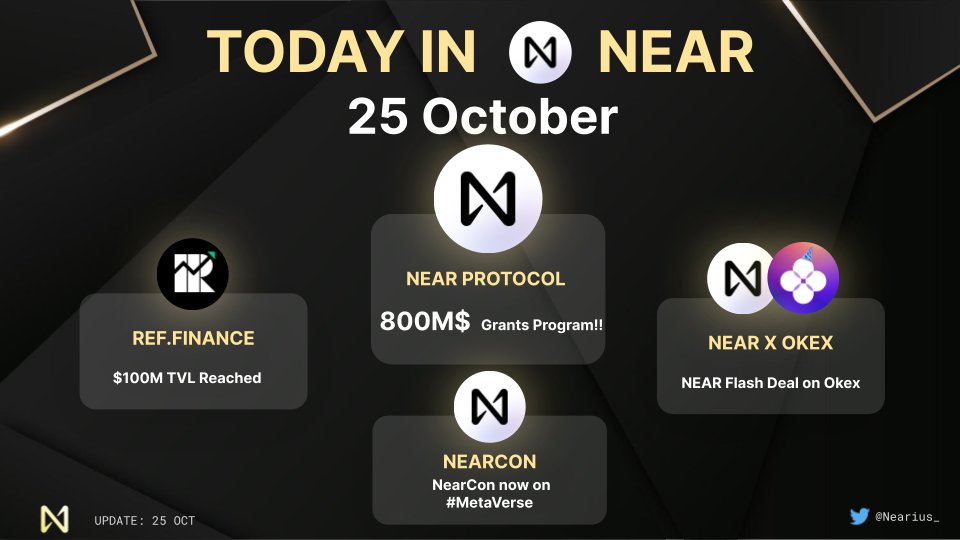 Nearius_'s tweet photo. Another huge day for the NEAR ecosystem, as well as #NEAR holder on #TodayInNear https://t.co/i4XXlocLwL