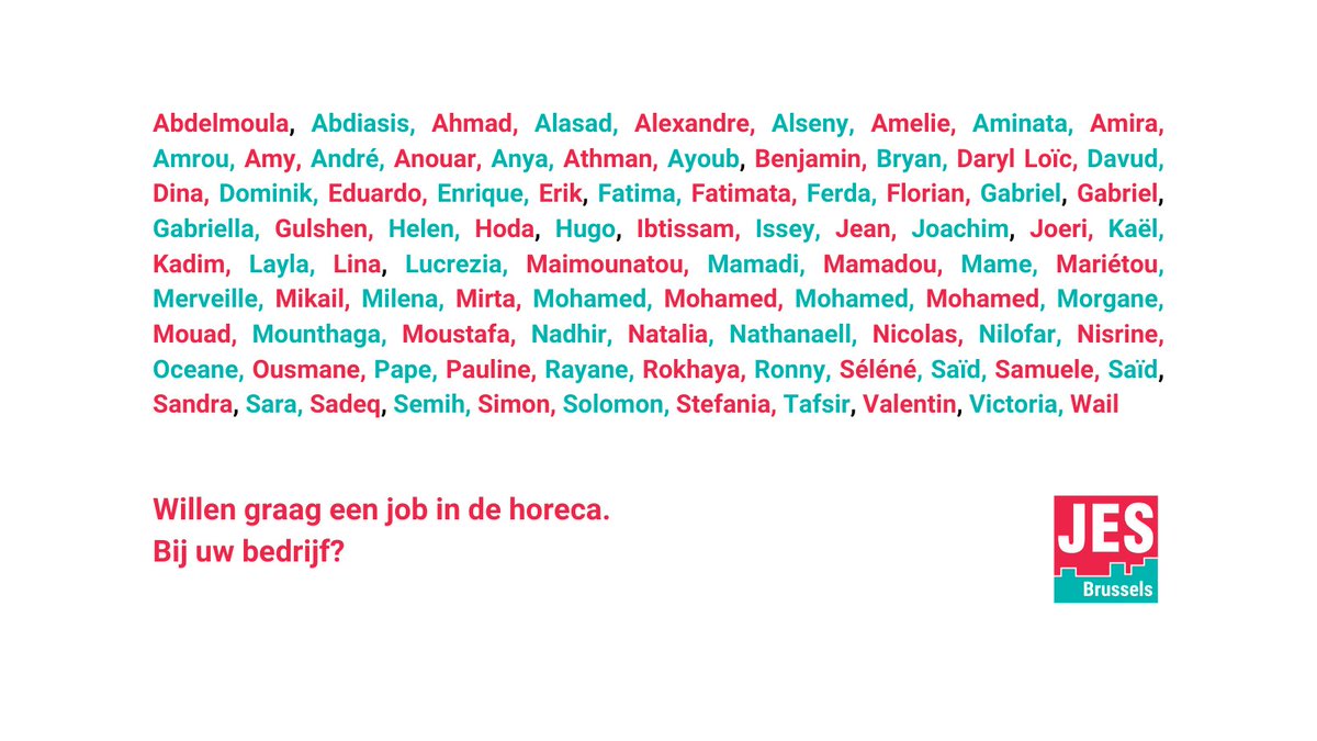 duchka's tweet photo. Brusselse horecawerkgevers! Er is krapte op de arbeidsmarkt en wij zijn daarmee aan de slag gegaan.
@JESvzw heeft meer dan 90 jongeren geselecteerd die zich in de horeca willen lanceren. Bij u?
We zijn geïnteresseerd in uw vacatures.
Contact: duchka.walraet@jes.be - 0470 500 420 https://t.co/moLdBn00qb