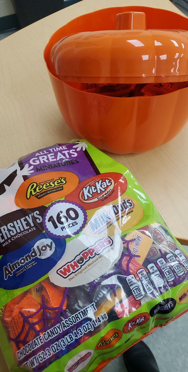When a student brings in an ENTIRE bag of candy for our community pumpkin, we are winning on this dreary Monday morning!