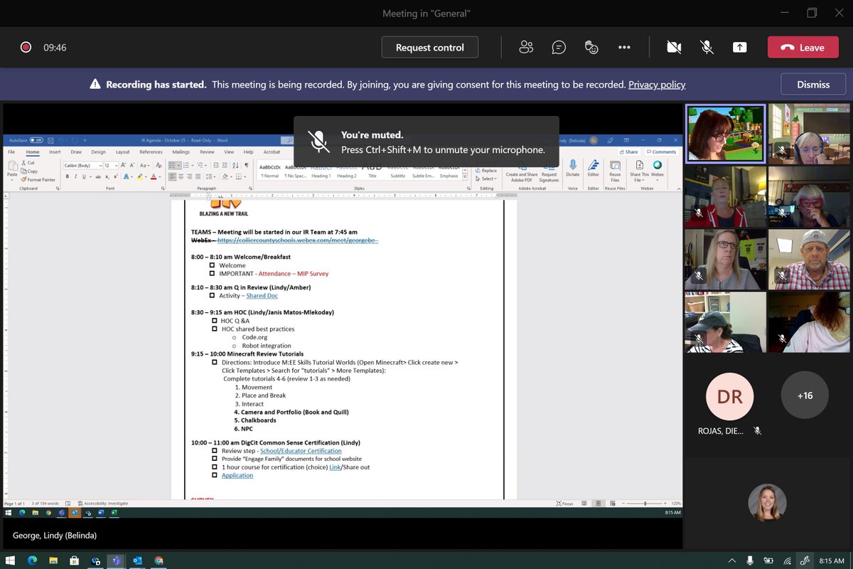CCPSPLII's tweet photo. Many topics being covered today in Media & IR meetings, Microsoft Teams tips & tricks, Minecraft EDU for coding, along w Adobe Rush video editing for Ss & teachers. @collierschools @MicrosoftTeams @MicrosoftEDU @AdobeForEdu #CCPSIR #MediaSpecialist #ProfessionalLearning https://t.co/AufpQH7G2g