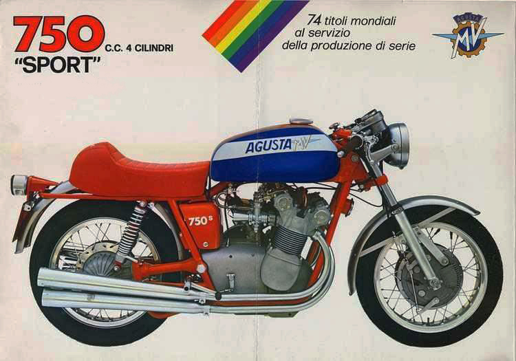 Lamalasuerte_Ed's tweet photo. Mv Agusta presentó en el Salón de Milán del '69 su modelo 750 Sport, anunciando además que la fábrica participaría en las carreras de resistencia con motos derivadas de serie. La moto costaba unas 180.000 pesetas (el salario mínimo español en el año ’70 era de 3.500 pts aprox.) https://t.co/z1gu4yeH9R