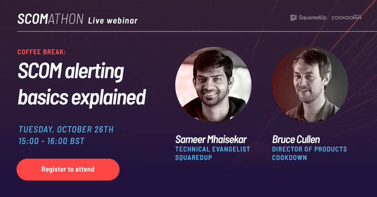 SCOMathon's tweet photo. Don't miss tomorrow's Coffee Break webinar, "#SCOM #Alerting basics explained"! Learn about the building blocks that go into generating those #SCOM #alerts that you are so familiar with; from #workflows to #AlertTuning! Sign up here now π https://t.co/nfTQJdmAoS https://t.co/WqaRcxNNZt