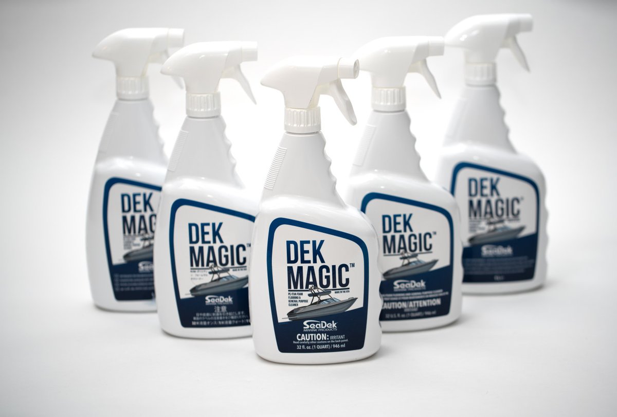 seadek's tweet photo. Searching for a way to keep your #SeaDek looking like new? #DekMagic is our official cleaner, specifically designed for PE/EVA foam flooring. It's also certified non-toxic for use in and around the water. ... https://t.co/qCS4h1FFAN #BoatCleaner #StormGrayOverBlack @IntotheBlueTv https://t.co/egXbwCfrMr