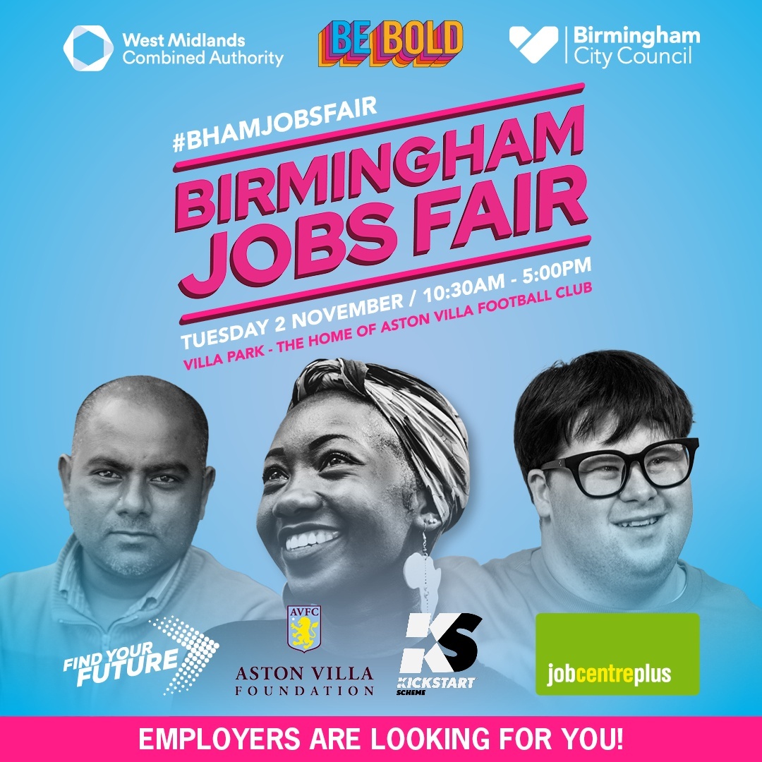 BhamCityCouncil's tweet photo. Join us at the #BhamJobsFair &amp; explore the 1000s of jobs available in construction, health, hospitality, retail, logistics, the Commonwealth Games and more.
•50 employers recruiting
•16-29 zone
Don’t miss out, register here: https://t.co/PgNIa5v7et 
#FindYourFuture https://t.co/NHht1OIuHX