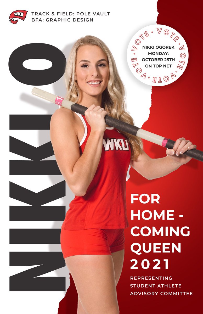 Today’s the day! 👑

Vote <a href="/nikkiogorek/">Nikki Ogorek</a> for Homecoming Queen! She’s representing <a href="/WKUSports/">WKU Sports</a> student-athletes and SAAC! 

#GoTops