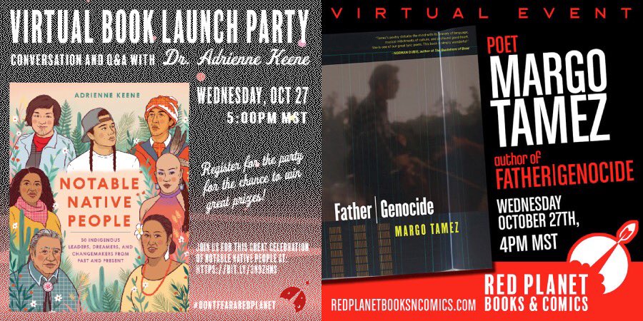 ATCGBooksComics's tweet image. WEDNESDAY IS GONNA BE GREAT! We have two back-to-back FREE virtual events with Native authors Margo Tamez &amp;amp; Dr. Adreienne Keene! Sign up pages cane be found at flowcode.com/page/redplanet…!

#NativeAuthors #IndigenousOutLoud #NotableNativePeople #BIPOCpoets #NativeCreatives