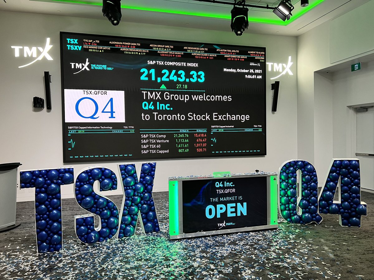 tonyvanmarken's tweet photo. Congratulations Q4 @q4tweets on their successful IPO on the Toronto Stock Exchange @TMXGroup. $115 million. Amazing job by @darrellheaps @RyanLevenberg and the entire management team. @FirstAscent_VC is a proud investor. #vc #VentureCapital #canadiantech https://t.co/yH3ZRvlWqX