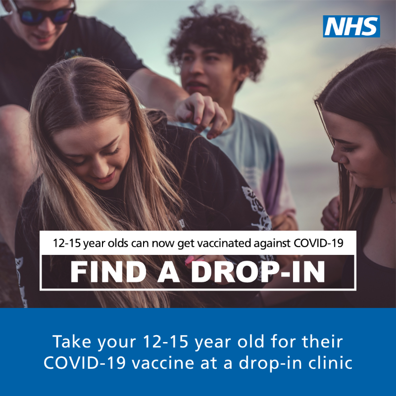 NHSGlos's tweet photo. COVID-19 Pfizer vaccination drop-in clinics for 12-15 year olds are taking place this week:

📍 Cirencester Hospital
📍 North Cotswolds Hospital
📍 Old Cinderford Health Centre 
📍 Rosebank Surgery in Gloucester
📍 Cheltenham East Fire Station

Parents/guardians must be present.