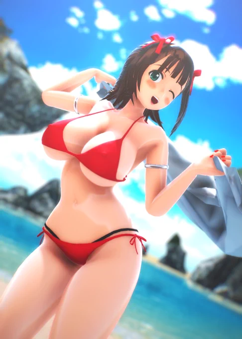 #見た人も無言で赤い何かをあげる
赤い水着 
