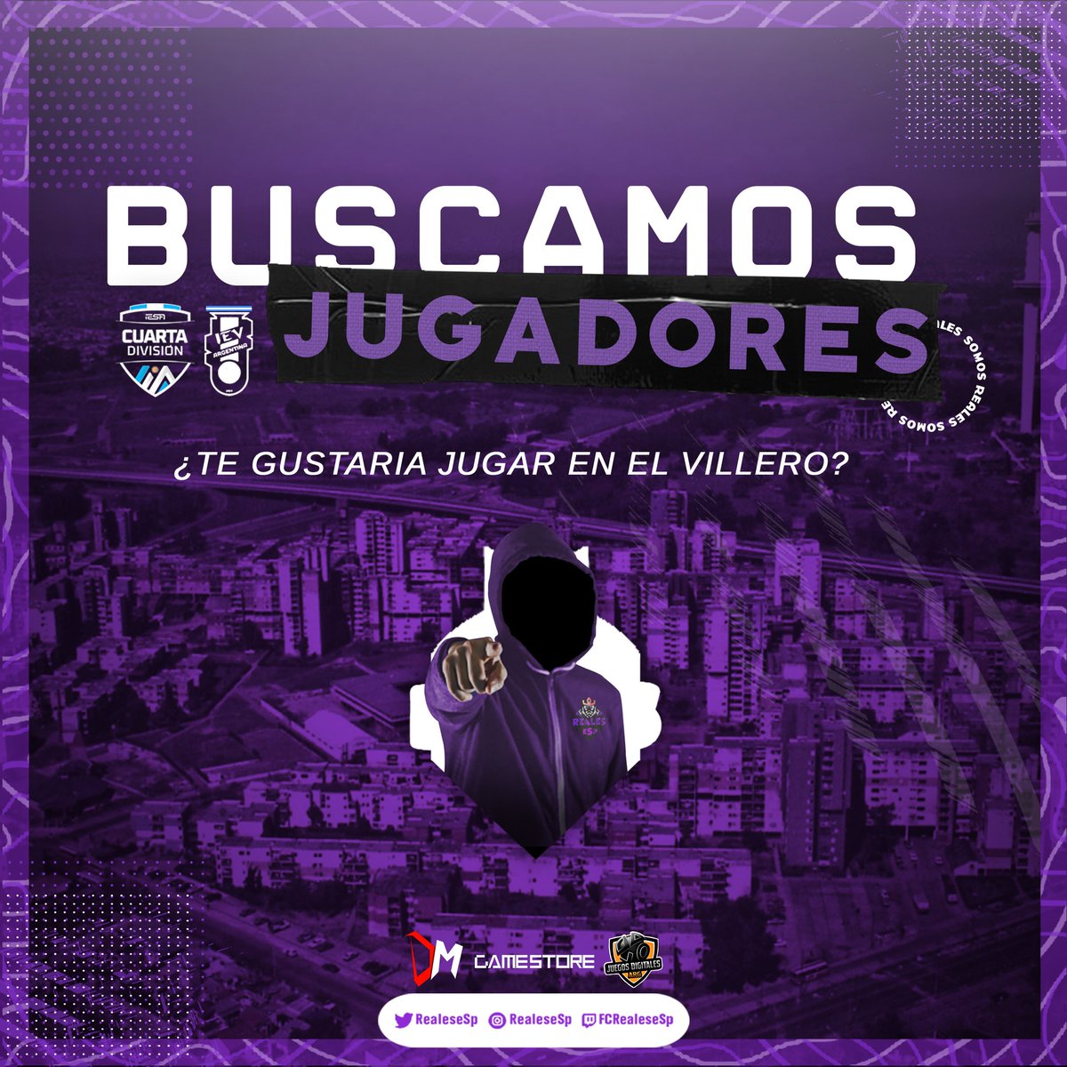 RealesGG's tweet photo. ‼️Buscamos jugadores que quieran formar parte del plantel de @VpgArgentina 

💜Único requisito disponibilidad horaria de 23:50 a 00:30

📩Más info al MD https://t.co/WP7fieluuy