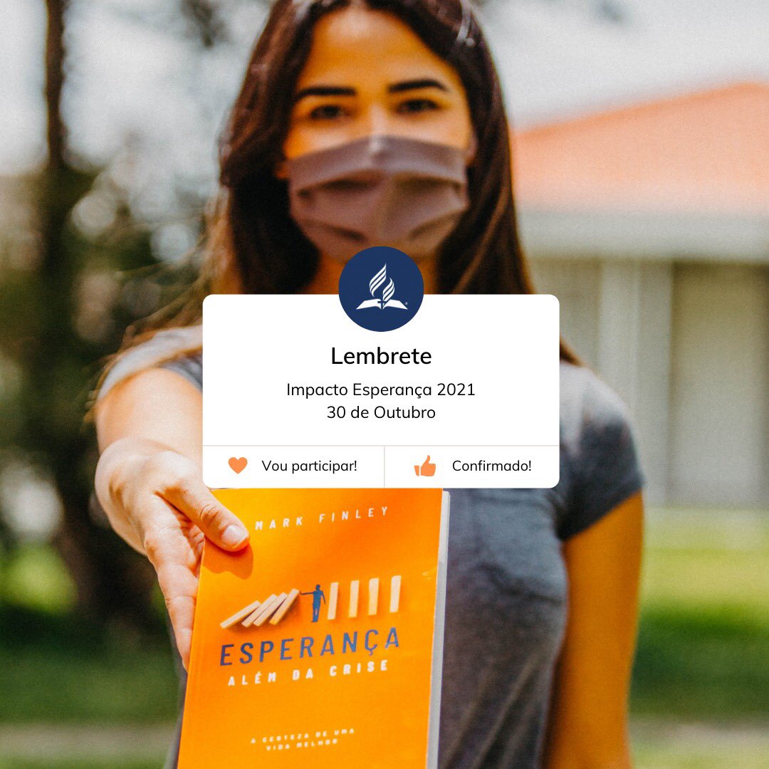 ATENÇÃO! *Impacto Esperança - 30 de Outubro* 🧡 📙 👈🏻

Vai começar o movimento do Impacto Esperança 2021
Ajude a esperança a continuar alcançando pessoas. 😃👍🏻