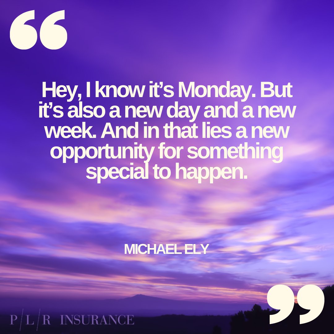 PLR_Insurance's tweet image. "Hey, I know it’s Monday. But it’s also a new day and a new week. And in that lies a new opportunity for something special to happen."

 -MICHAEL ELY

#monday #mondaymotivation #special #yougotthis #newday #newweek #weekly #inspirationalquotes #purplesky #selfcare #feelgood