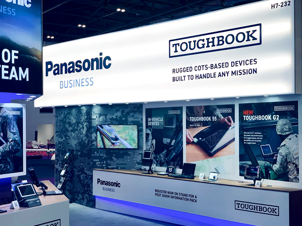 ShapesDesignLtd's tweet photo. Our recent exhibition stand for Panasonic Toughbook at DSEi 2021.

Are you exhibiting in 2022? We offer new clients a free stand design proposal and costing.

Contact: matt@shapesdesign.uk
#DSEI #exhibitions #events #experiential #brandexperience #eventdesigners #eventprofs https://t.co/pp2EEZISLW