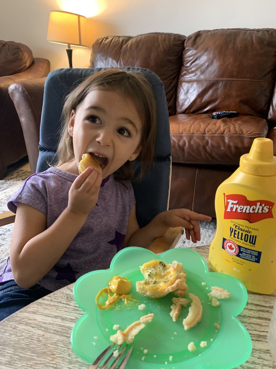 BonafideC's tweet photo. Hey @Frenchs  this kid thinks mustard goes on everything. Quiche, fries, toast. You name it, she asks “where is the mustard?”.
New spokesperson in the making. https://t.co/7sVjoWaenA