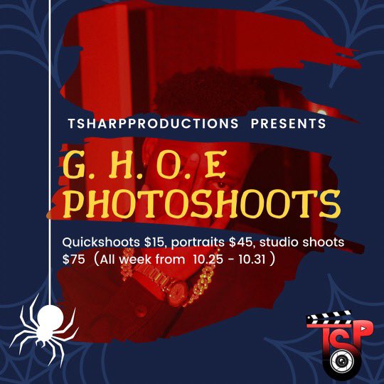 It’s officially GHOE week! Book a Photoshoot or roll in and get your professional pictures taken this week!📸 dm for more information 👻#tsharpproductions 

#ghoe #photoshoot #ncat #homecoming #halloween