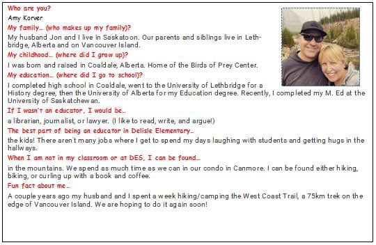 Meet the Staff Monday - Amy Korver. DES’ vice-principal and teacher to our 5/6AK class.