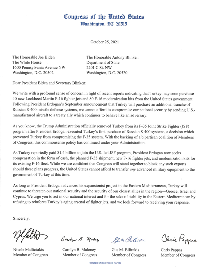 RepNicole's tweet photo. Today I led my colleagues in urging @POTUS to refuse Turkey's request to purchase 40 new F-16 fighter jets &amp; 80 modernization kits from the U.S gov't. 

@POTUS must act in our national interest for the sake of stability in the Eastern Mediterranean &amp; our allies in the region. https://t.co/ikuLnsgisY