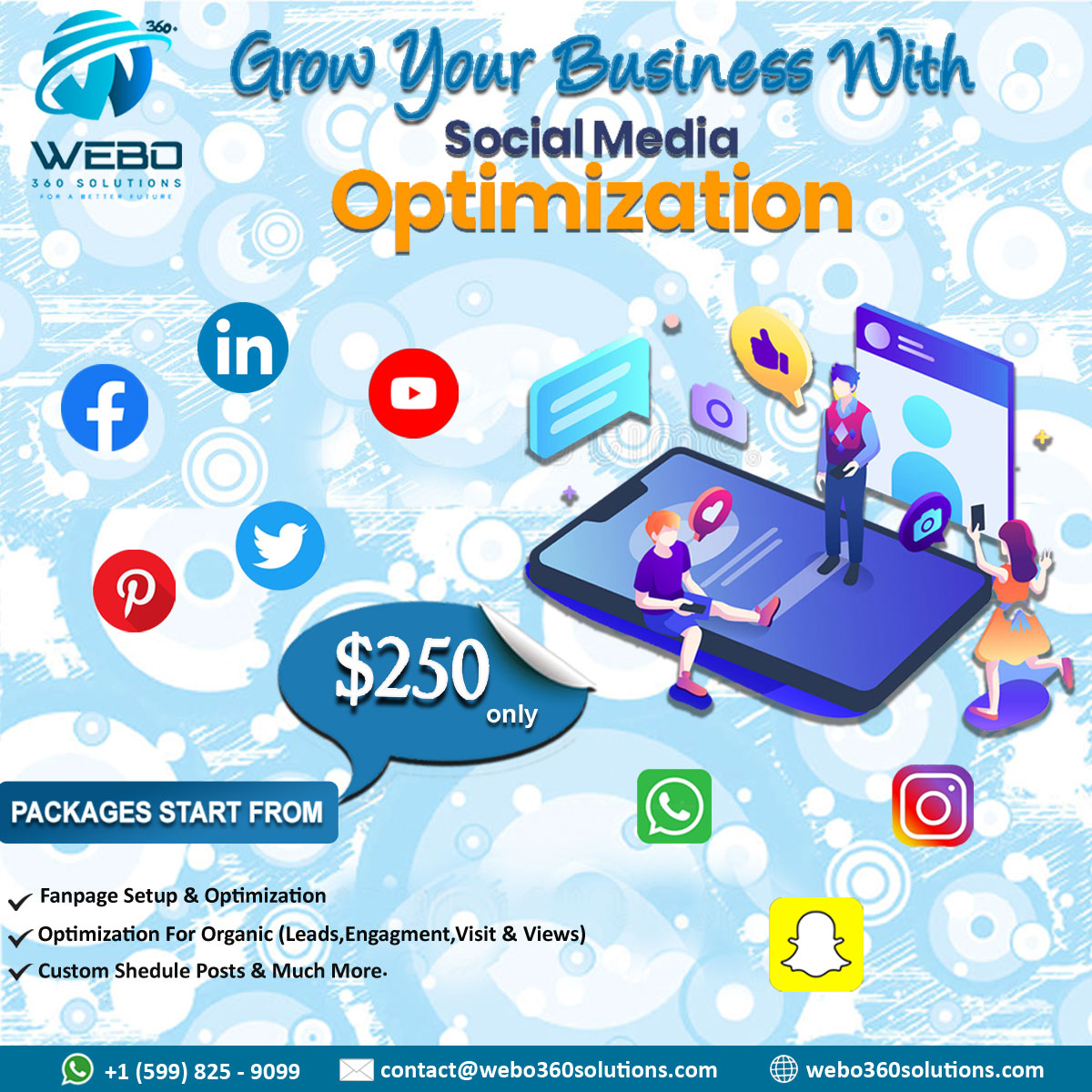Webo 360 Solutions | Web Development Services (@webo360solution) on Twitter photo "Grow Your Business with Social Media Optimization"
Contact us
Whatsapp No. +1 559-825-9099
Web: tinyurl.com/Socialmediaopt…
Email: contact@webo360solutions.com
#social #socialmedia #socialmediamarketing #socialmediaoptimization #SocialMediaOptimizationServices #socialmediamanager "Grow Your Business with Social Media Optimization"
Contact us
Whatsapp No. +1 559-825-9099
Web: tinyurl.com/Socialmediaopt…
Email: contact@webo360solutions.com
#social #socialmedia #socialmediamarketing #socialmediaoptimization #SocialMediaOptimizationServices #socialmediamanager