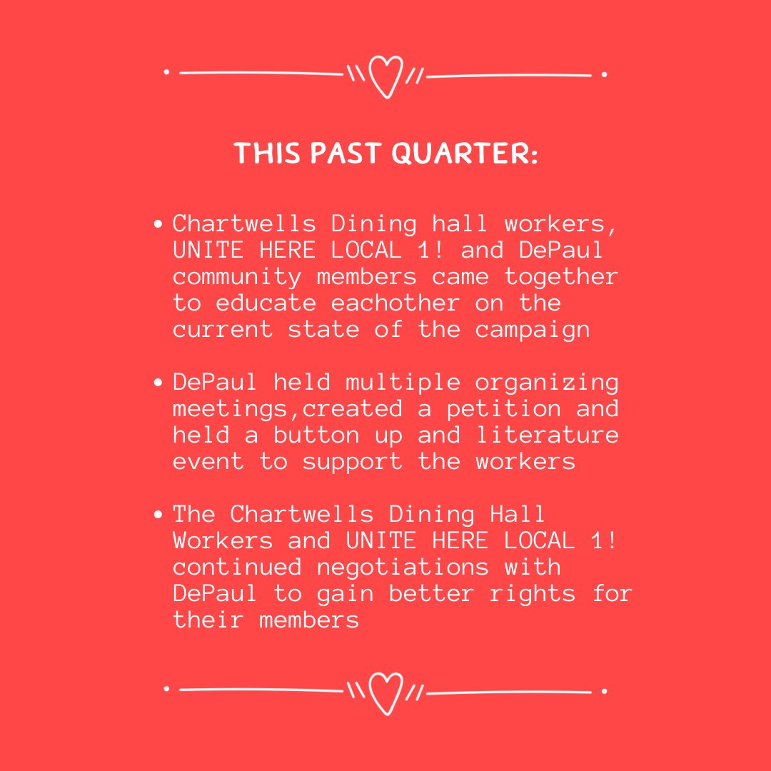 CapaDepaul's tweet photo. Happy first day of Action Week!🕊

Today we celebrate the Chartwells Dining Hall Workers and their fight for a living wage. Since before the pandemic, the dining hall workers have been organizing to gain their community basic workers rights like health insurance and more (1/2) https://t.co/gr6MlTRSXO