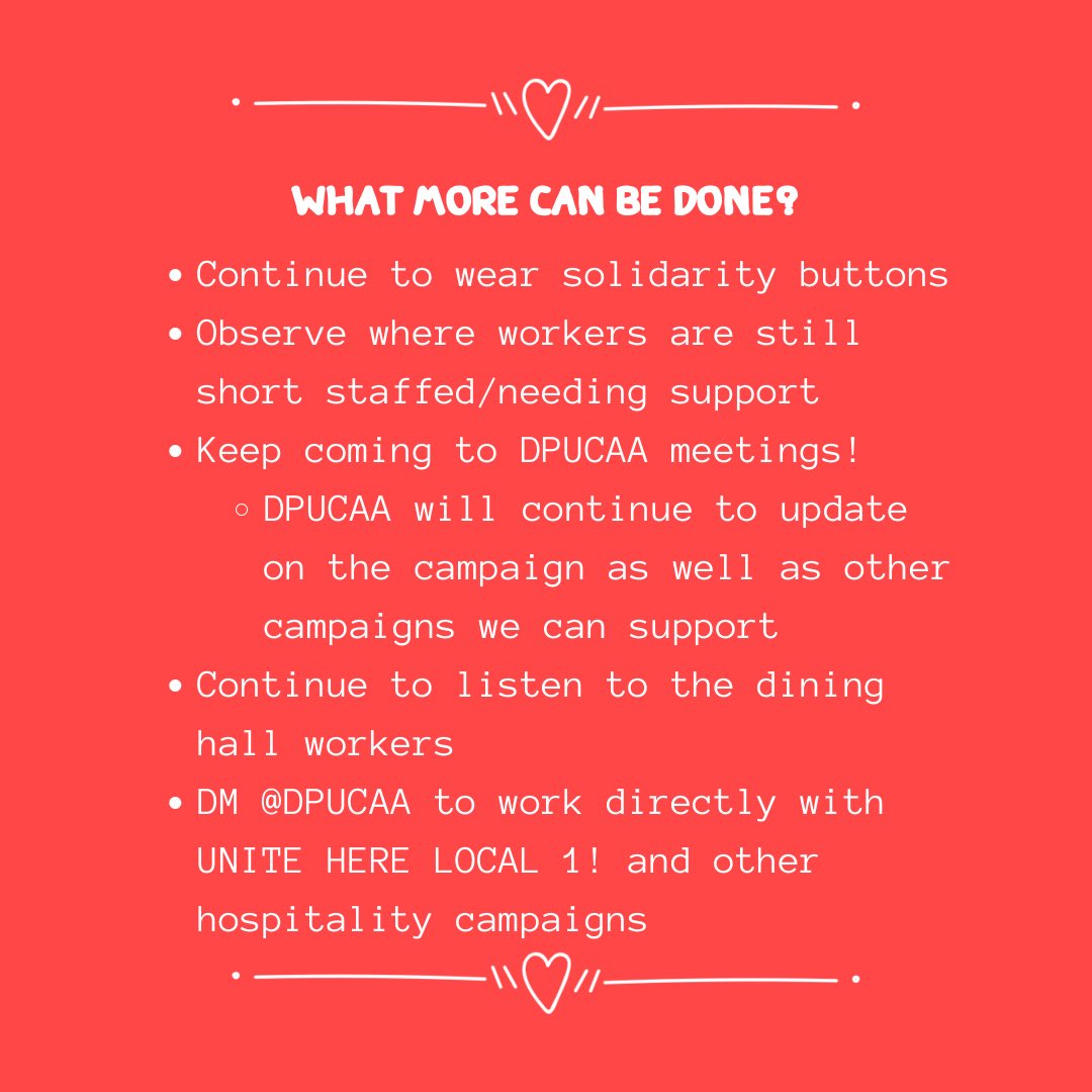 Happy first day of Action Week!🕊

Today we celebrate the Chartwells Dining Hall Workers and their fight for a living wage. Since before the pandemic, the dining hall workers have been organizing to gain their community basic workers rights like health insurance and more (1/2)
