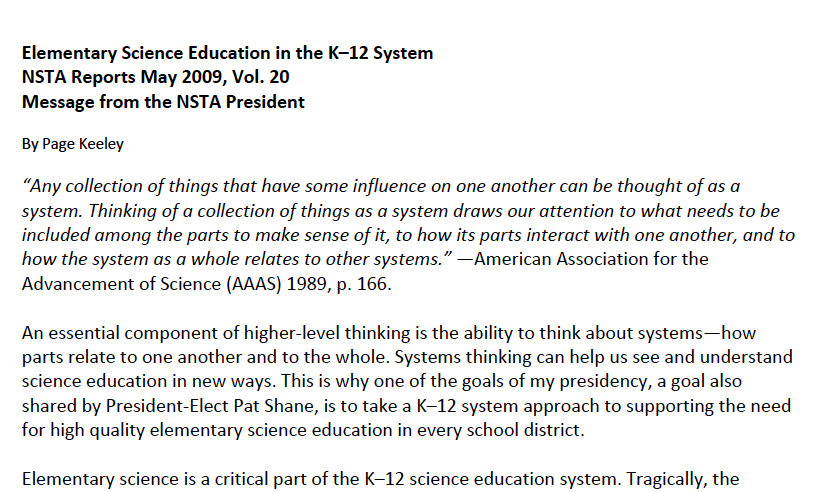 We ALL have a collective responsibility to ensure sci is taught in K-5. Times have changed yet this NSTA op ed I wrote in 2009 is still relevant today! bit.ly/3vGjz50  Please comment, advocate &amp; retweet with #elemsci! #NSTA #NSELA #NSTA21 #elementary #edchat #NGSS