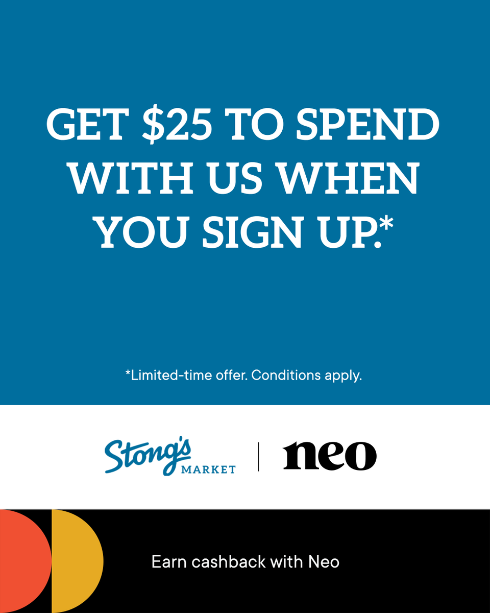 stongsmarket's tweet photo. We've partnered with @NeoFinancial, which means you can earn up to 7% back when you purchase with your Neo Card.
Join the Neo community and start earning cash right now!
#stongsmarket #SupportLocal #BuyLocal #NeoPartner #EarnCashbackHere https://t.co/Z8N2M14PQm