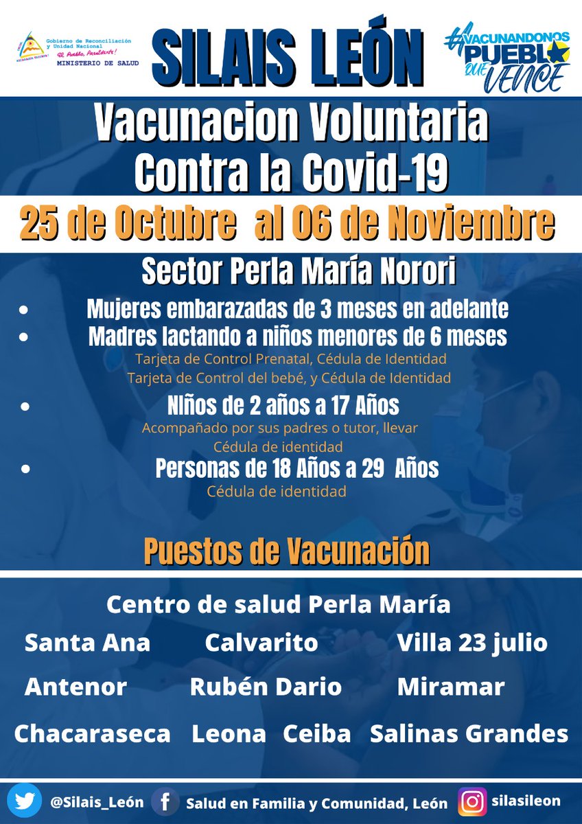 #25Octubre ll Asistencia masiva a los puestos de vacunación voluntaria contra el COVID-19, en #LeonRevolución 
Población de 18 años a 29 años.
Vamos por mas victorias ✌❤⚫
#VacunandonosPuebloQueVence
#UnidadParaLaProsperidad 
#TodosJuntosVamosAdelante 
#ConDanielEnLa2