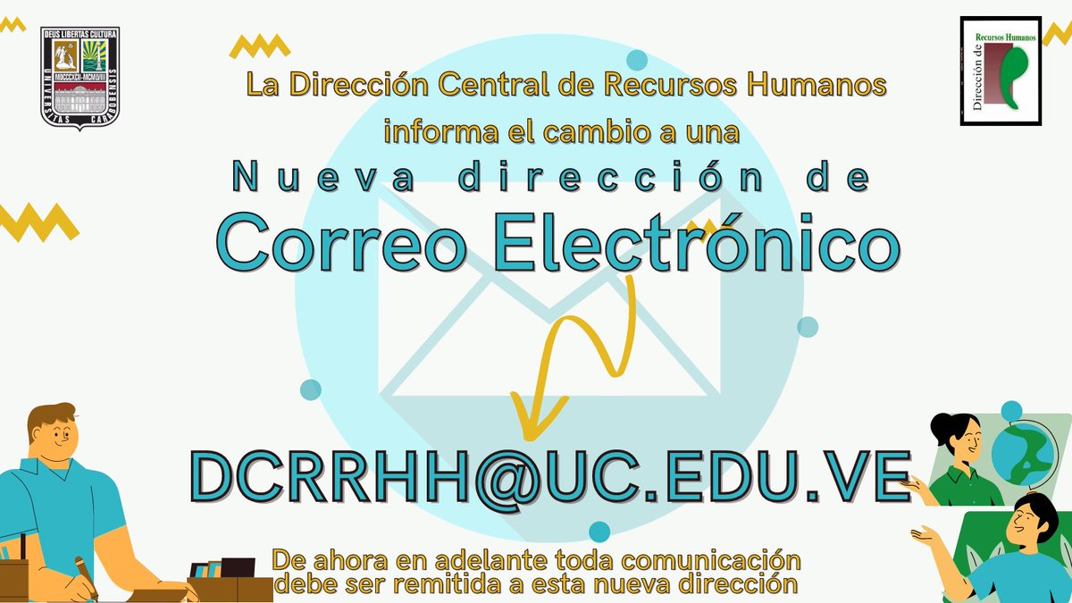 #IMPORTANTE La <a href="/Dir_RRHHUC/">Dirección de RRHH UC</a> de la <a href="/UCarabobo/">Universidad de Carabobo</a> informa a la colectividad el cambio a una nueva dirección de #correo electrónico

👉🏼 dcrrhh@uc.edu.ve

De ahora en adelante toda comunicación electrónica debe ser remitida a través de esa nueva dirección.