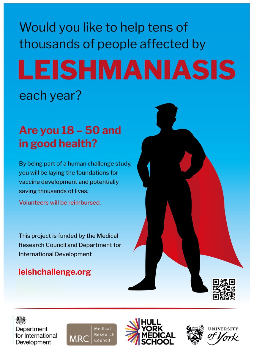 Now recruiting participants to take part in our controlled human infection study, visit: leishchallenge.org/volunteering

<a href="/v1vak/">Vivak Parkash</a> <a href="/YBRI_UoY/">York Biomedical Research Institute</a> 
(design by <a href="/paulreedvideo/">PR</a> &amp; <a href="/v1vak/">Vivak Parkash</a>)