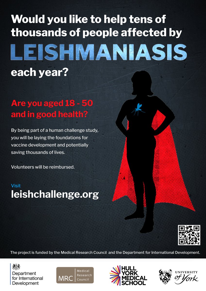Now recruiting participants to take part in our controlled human infection study, visit: leishchallenge.org/volunteering

<a href="/v1vak/">Vivak Parkash</a> <a href="/YBRI_UoY/">York Biomedical Research Institute</a> 
(design by <a href="/paulreedvideo/">PR</a> &amp; <a href="/v1vak/">Vivak Parkash</a>)
