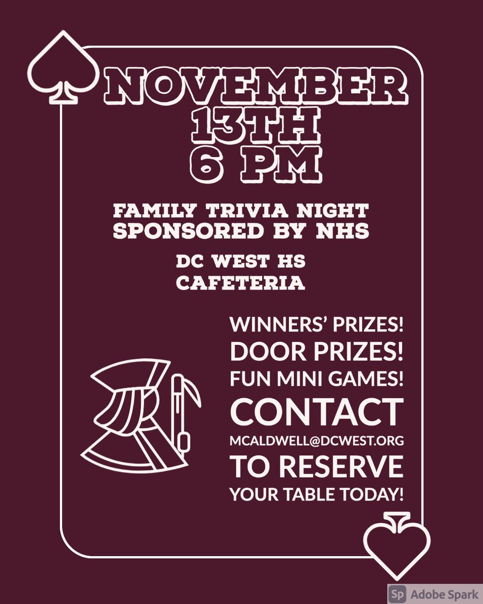 Register for our Trivia Night now! <a href="/DCWestFalcons/">DCWest Falcons</a>