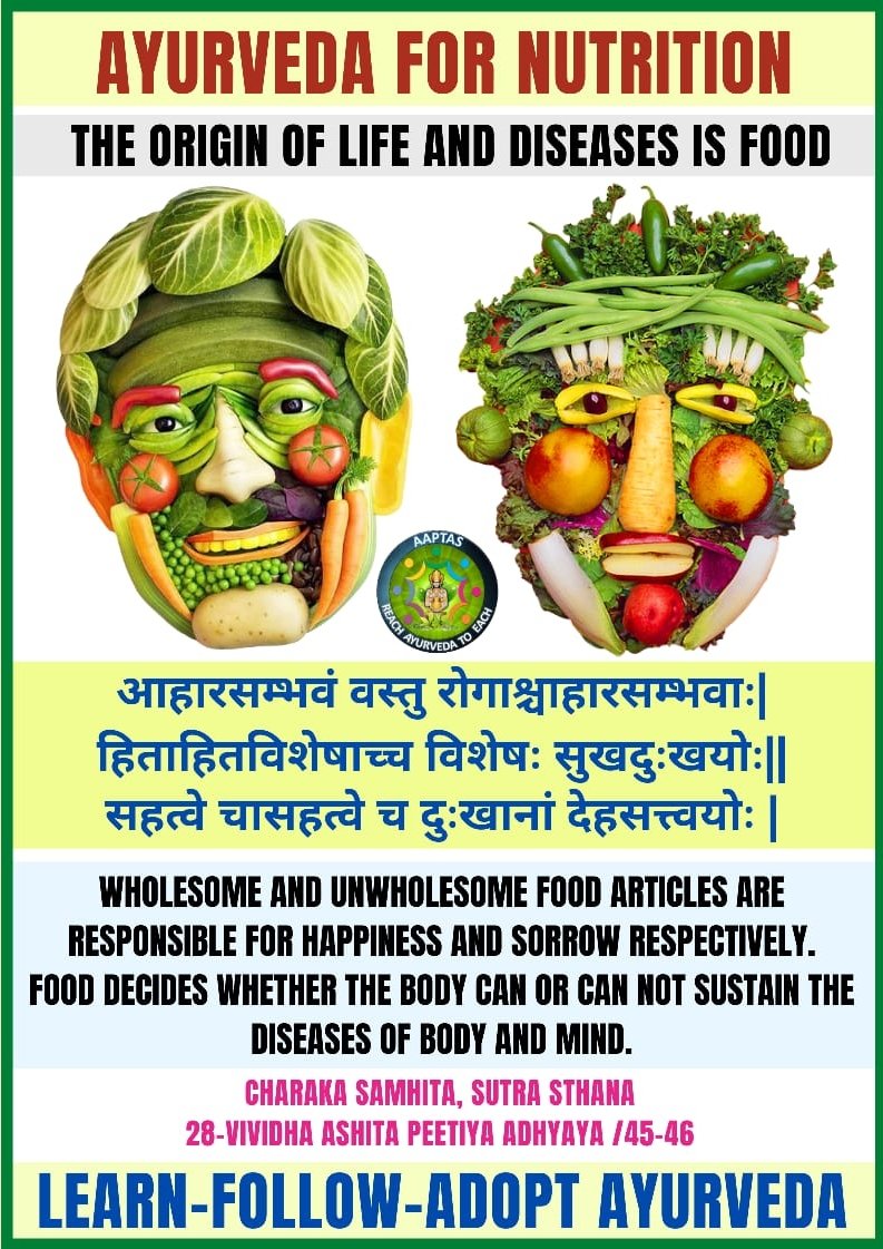Nutrition is an important aspect in our lives. Make the right choice
Team Aaptas 🍀
#ayushministry #food #health #Ayurveda #Ayurposts #healthiswealth #nutrition
