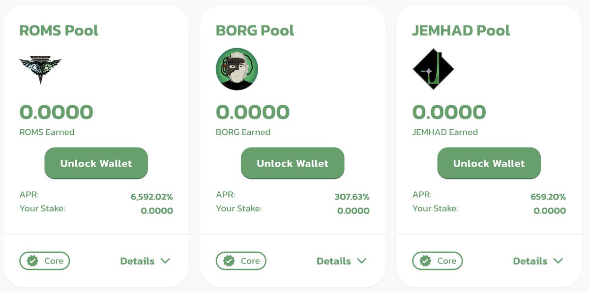 BORGSWAP.Exchange - $SPOCK Yield Farm on #Fantom Update:
* Spock Pools to Earn $BORG, $ROMS and $JEMHAD
* Added $SPOCK - $EARS Farming Pair

Earn More on #Fantom:
spockftm.borgswap.exchange/Pools