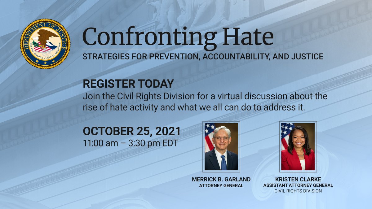 HAPPENING NOW: @CivilRights hosts a virtual conference on the rise of hate activity and ways to address it. zoomgov.com/webinar/regist…