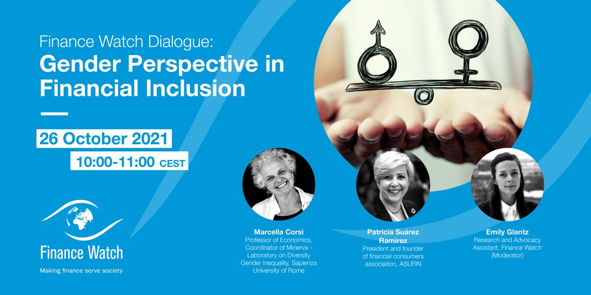 forfinancewatch's tweet photo. 📅 There is still time to register for our webinar tomorrow, "Gender Perspective in Financial Inclusion" on the gender dimension in #Overindebtedness #BasicFinancialServices &amp; #Digitalisation of financial services (with Commissioner @helenadalli)👉https://t.co/x6EF7R1g95 https://t.co/hH9yBmKDjO
