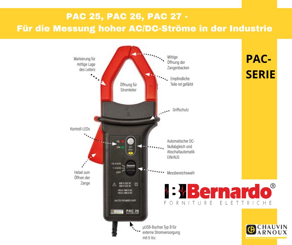 AlessioBernard7's tweet image. #convertitore di corrente pinza: PAC25. PAC26, PAC27
Convertitore di corrente a pinza AC/DC con effetto Hall!

Il PAC 26 è adatto per misurare intensità relativamente elevate fino a 1000 Aac e 1400 Adc.
#bernardofornitureelettriche #conteenergicamente