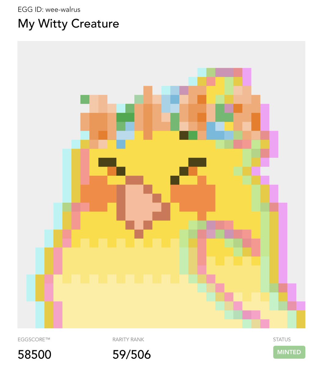 _franzihei's tweet photo. Finally minted my witty creature and it's soo cute! 🥚🐥💕 @witnet_io https://t.co/CXhN5LjjTG https://t.co/wOKeQyQZjC