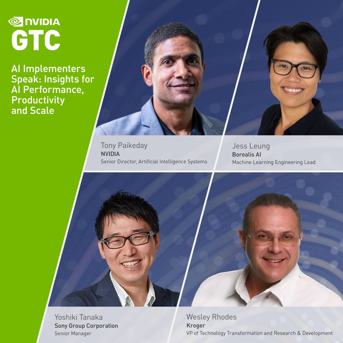 Excited about our #AI Implementers Panel at #GTC21. Humbled to be hosting experts from @Sony @kroger & @BorealisAI Join us Nov.10 to hear their experiences & best practices Link: events.rainfocus.com/widget/nvidia/… #DGX #DGXPOD #DGXStation #datascience #MachineLearning #deeplearning