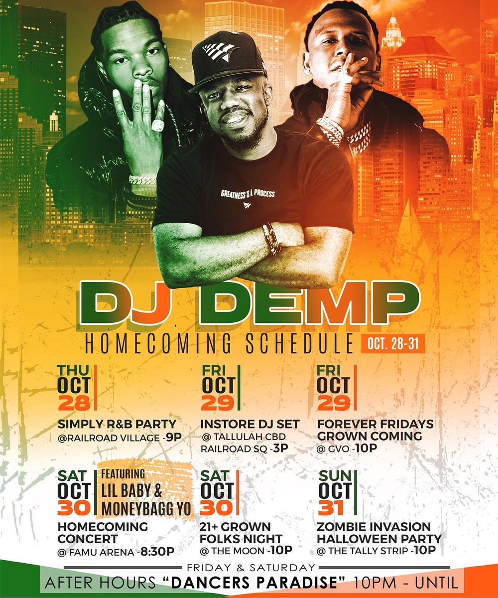 DEMP_FANPAGE's tweet photo. @DJDEMP’s Homecoming Schedule🐍 https://t.co/VAWwOct49H
