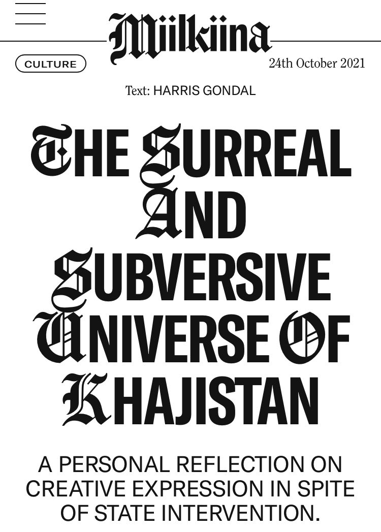 I wrote an essay about the archival project named Khajistan and what it truly represents. I talk about Lollywood, state’s relationship with artistic practices, among other sexy things. Please read, share, and act it out with your loved ones! 

HERE: miilkiina.com/khajistan/