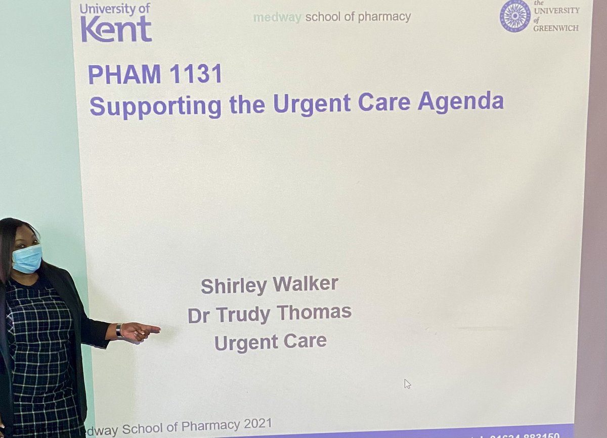 ShirleyWalker_'s tweet photo. Thank you @GRCKent and @Medway_Pharmacy for inviting me to lecture 3rd year Pharmacy Undergraduates as part of my PhD on #UrgentCare 😃 https://t.co/LYImMXClnL