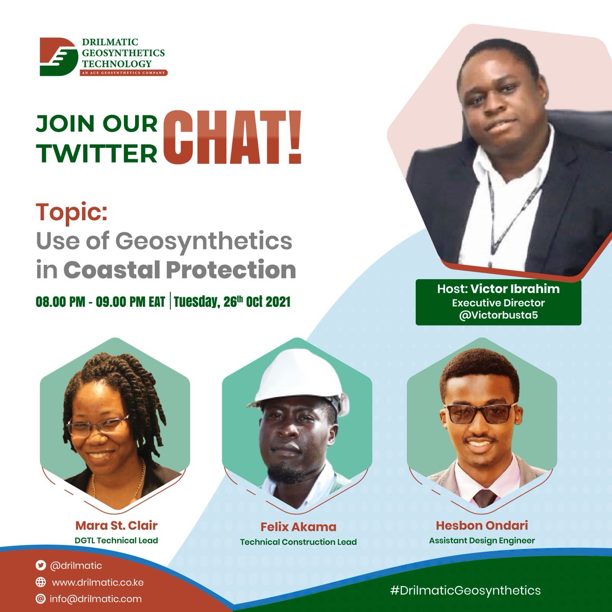 drilmatic's tweet photo. Join us tomorrow for our monthly Twitter Chat where we will be discussing the Use of geosynthetics in Coastal Protection

Our panelists are:
@MaraGeo_  
@FELIXAKAMA  
@ondarihodari 

Hosted by @Victorbusta5  

Join in using the hashtag
#DrilmaticGeosynthetics https://t.co/Y2B3SvUFUd