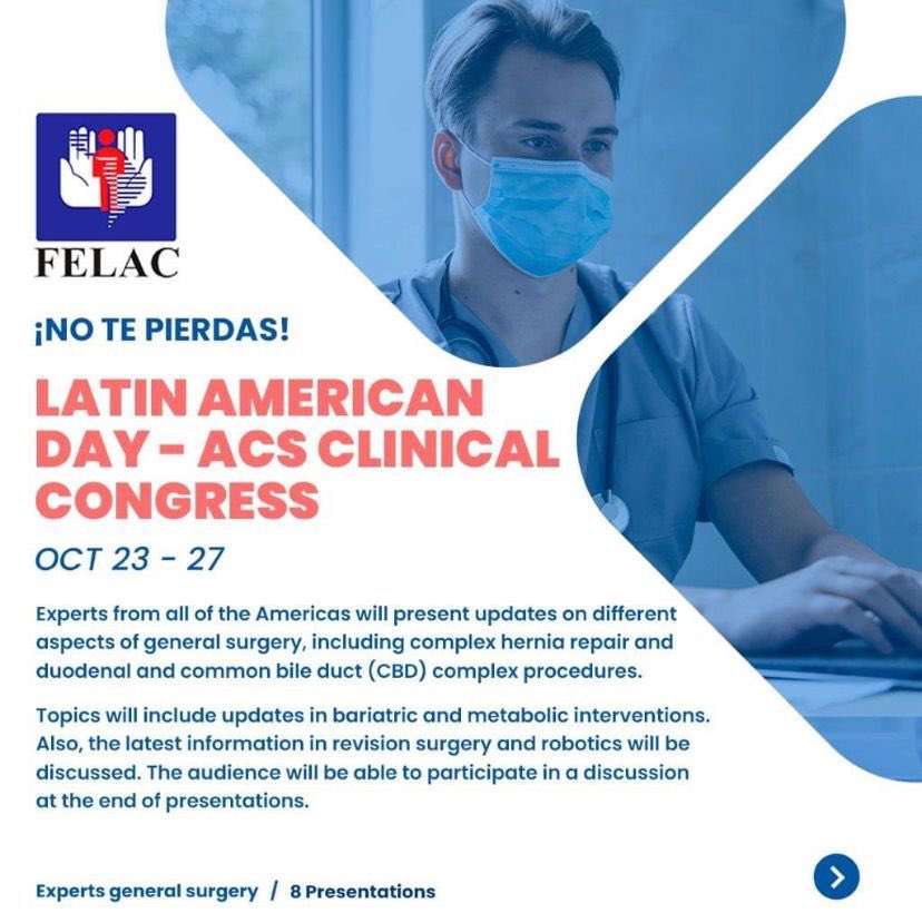 FelacOficial's tweet photo. Hoy en el #ClinicalCongress del @AmCollSurgeons:
LATIN AMERICAN DAY https://t.co/j23U1wUjP7
