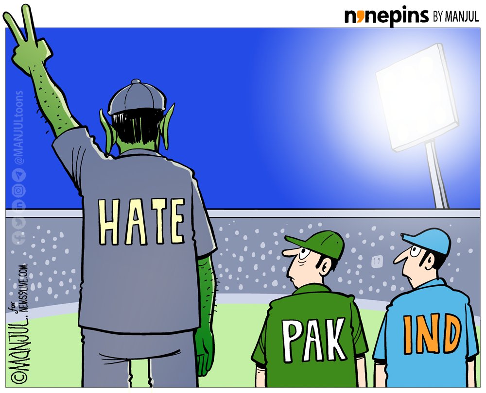 MANJULtoons's tweet photo. #indiaVsPakistan #sheikhrasheed #MohammedShami 
My #cartoon for @News9Tweets https://t.co/5SnvKH5nty