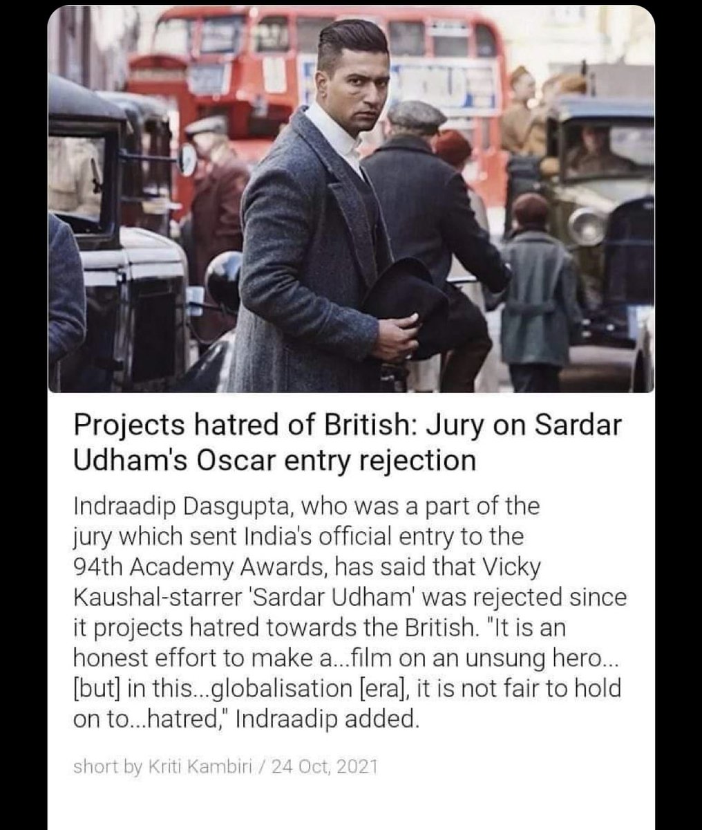 jammypants4's tweet photo. So Indian kids lathered in poop, begging and fending for themselves in Slumdog Millionaire is more palatable as a representation of Indians. But a realistic depiction of the horrifying acts  of British imperialism on our country is problematic? #SardarUdham https://t.co/tQwpYFZ79o