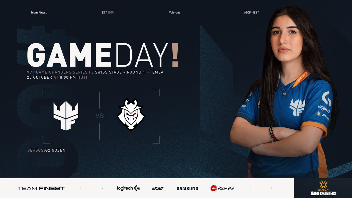 FinestEsport's tweet photo. GAME CHANGERS TIME! 🔫
We’re back with another match on #VCTGameChangers and this time we’re facing off @G2Esports Gozen for Round 1 of the Group Stage!
🕗 8PM (IDT)
#GOFINEST https://t.co/rzWQd4CKcp