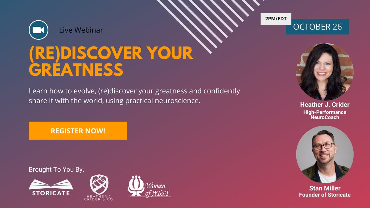 How great would it be to (re)discover your greatness and ignite that spark inside of you so you can feel you again? Inspiring you to grow professionally and personally by sharing your greatness with the world.
Event Registration Page: bit.ly/ATT_Discover

💜#womenofatt